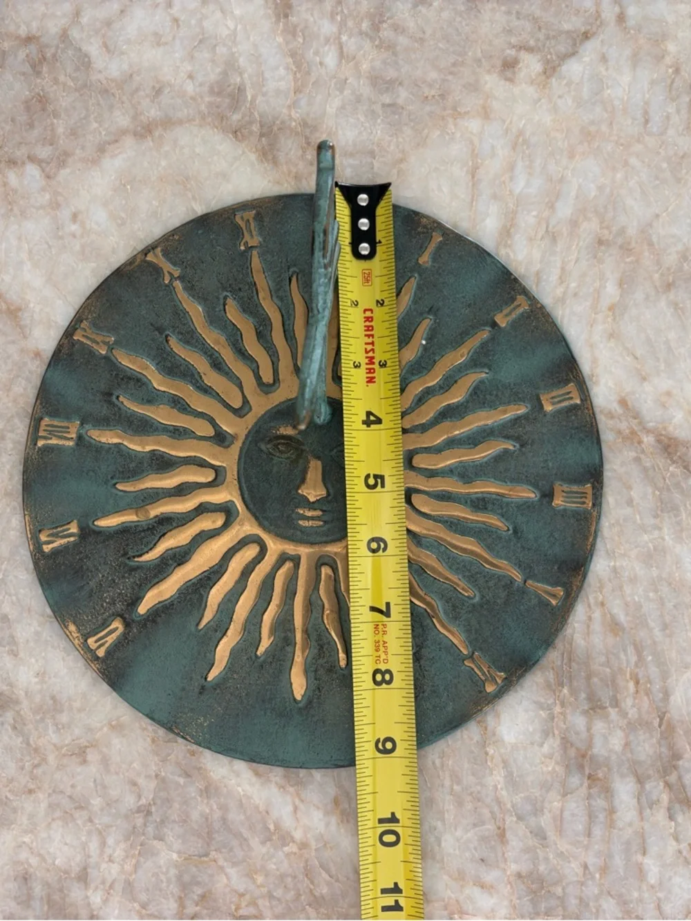 Brass Vintage 1992 Aged Patina Sundial Garden Decor Eclectic Unique Celestial - Picture 11 of 12